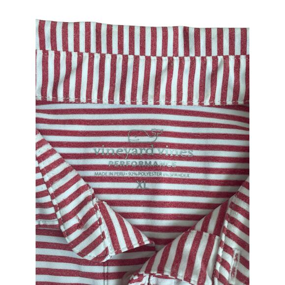 Vineyard Vines Men Performance Polo Shirt Size XL MLB Cardinals Red White Stripe - Picture 3 of 6